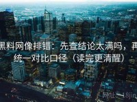 黑料网像排错：先查结论太满吗，再统一对比口径（读完更清醒）