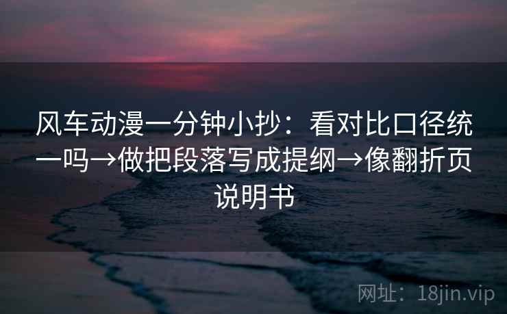 风车动漫一分钟小抄：看对比口径统一吗→做把段落写成提纲→像翻折页说明书