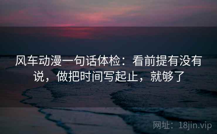 风车动漫一句话体检：看前提有没有说，做把时间写起止，就够了