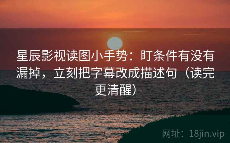 星辰影视读图小手势：盯条件有没有漏掉，立刻把字幕改成描述句（读完更清醒）